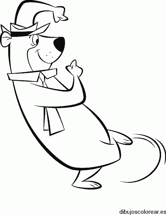Dibujo del oso Yoggi bailando para colorear