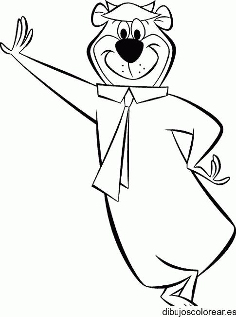 Dibujo del Oso Yoggi sonriente para colorear