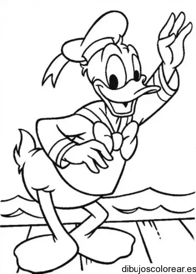 Dibujo del pato Donald saludando para colorear