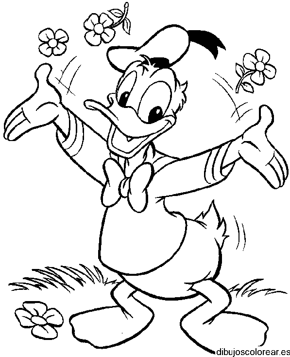 Dibujo del pato Donald sonriendo para colorear