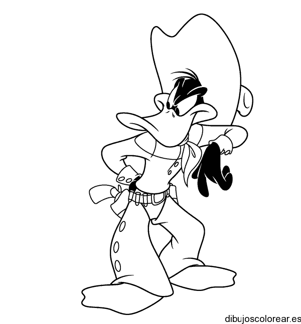Dibujo del Pato Lucas vestido de vaquero para colorear
