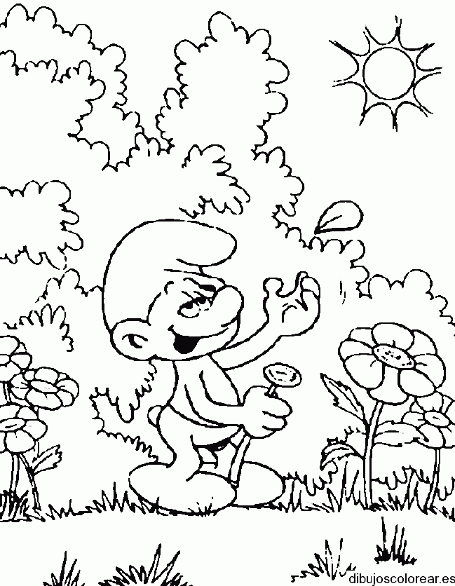 Dibujo del Pitufo enamorado para colorear