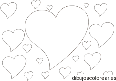 Dibujo lluvia de corazones para colorear