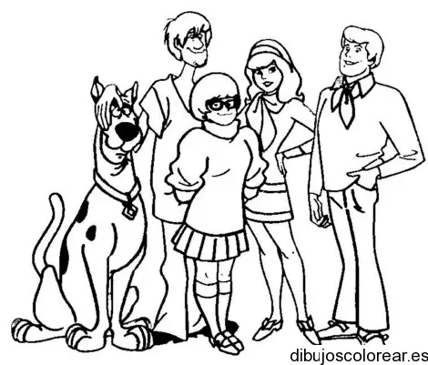 Dibujo Scooby Doo y sus amigos para colorear