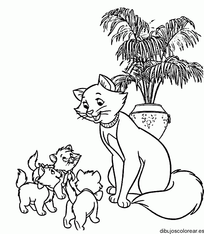 Dibujo una familia gatuna para colorear