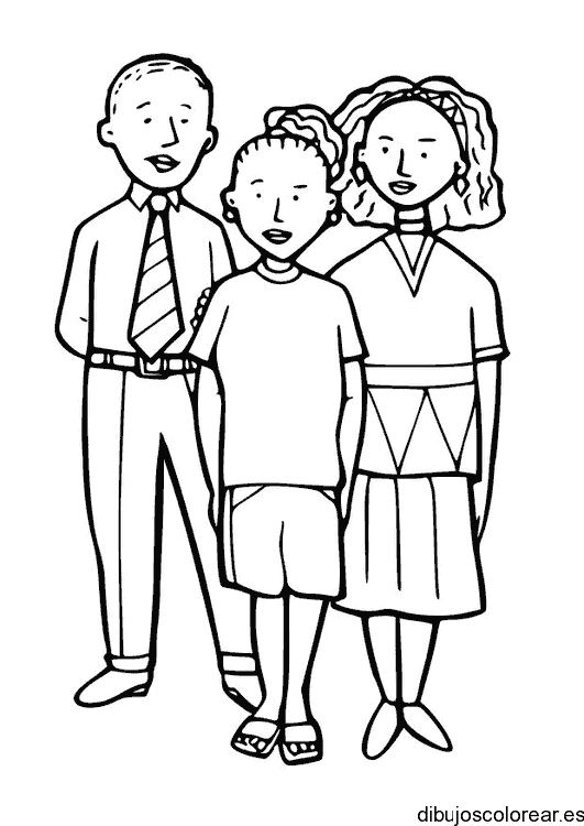 Dibujo una pequeña familia para colorear