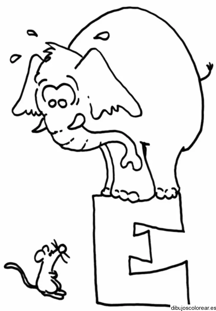 Elefante con E para colorear