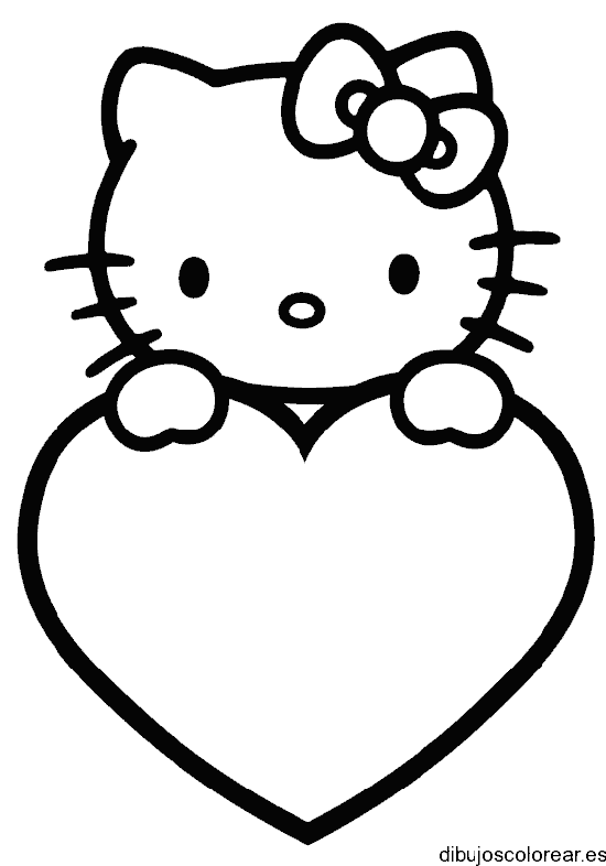 Hello Kitty y un corazón para colorear