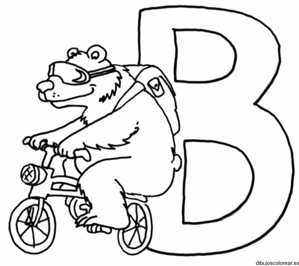 La Letra B y un oso para colorear