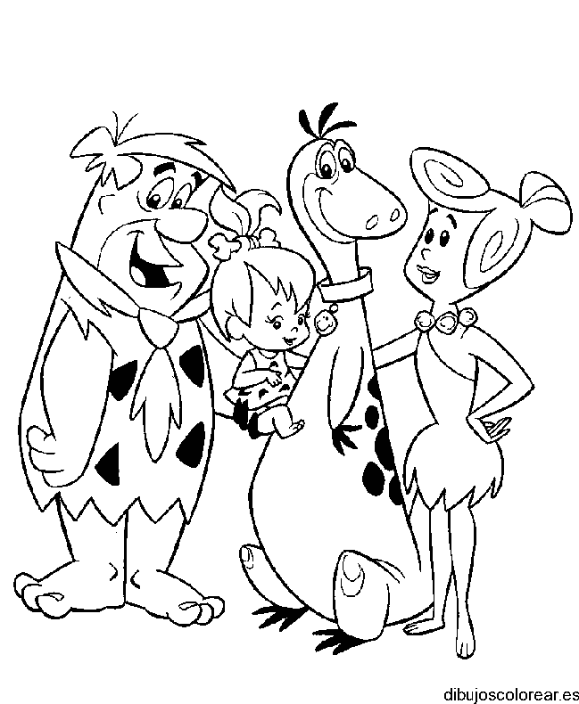 Los Picapiedra y Dino para colorear
