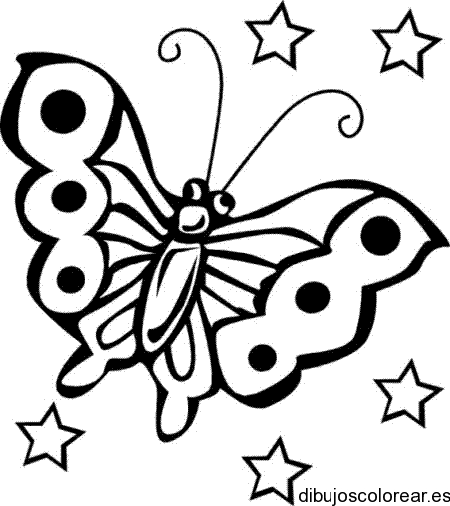 Dibujo de mariposa con estrellitas para colorear