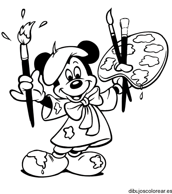 Mickey Mouse pintor para colorear