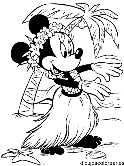 Minnie en Hawaii para colorear