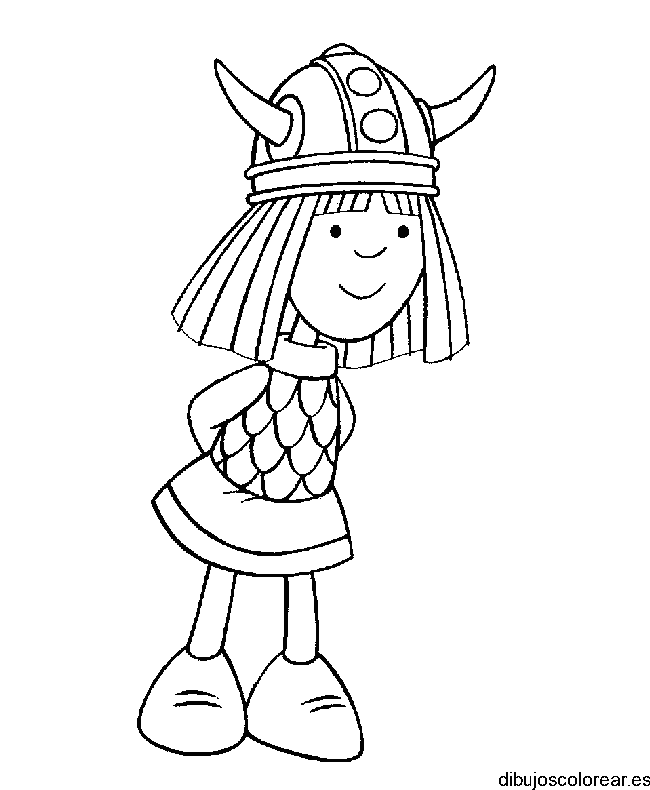 Niña Vikinga para colorear