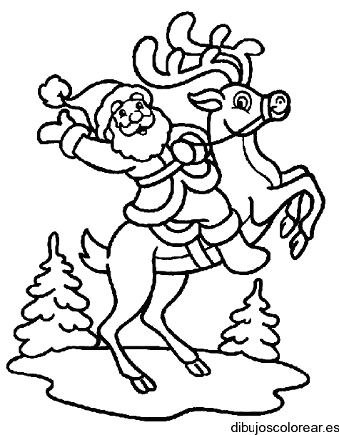 Papá Noel a caballo para colorear