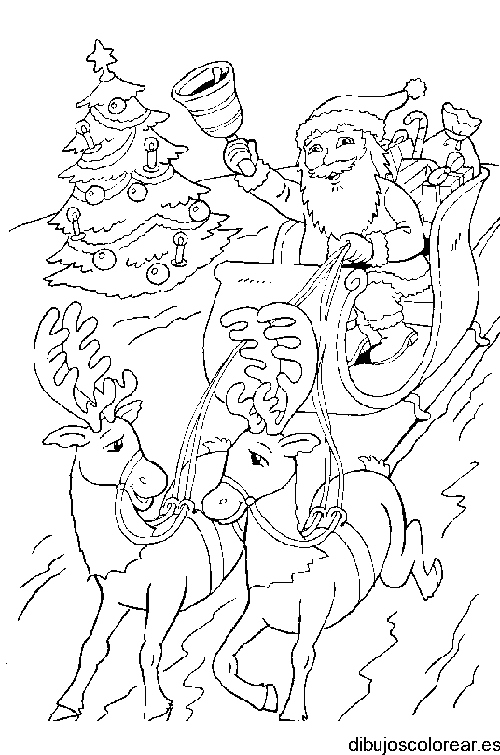 Papá Noel en su trineo para colorear