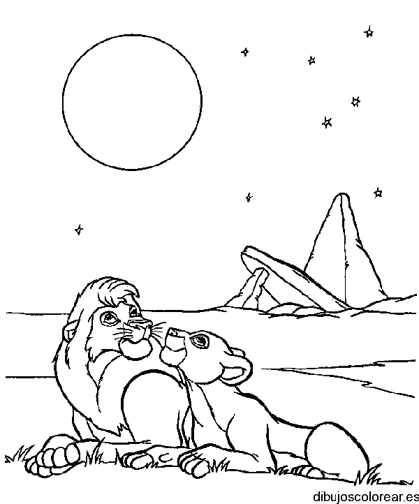 Pareja de El Rey León para colorear