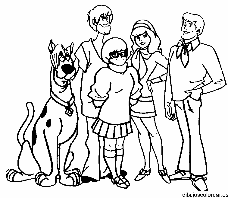 Scooby Doo posa con sus amigos para colorear