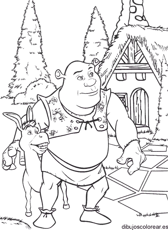 Shrek y Burro para colorear