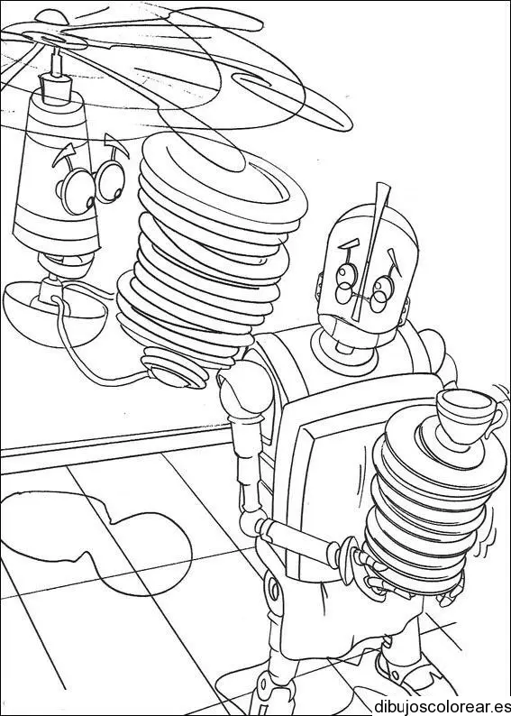 Tatuaje de dos robots haciendo experimentos para colorear